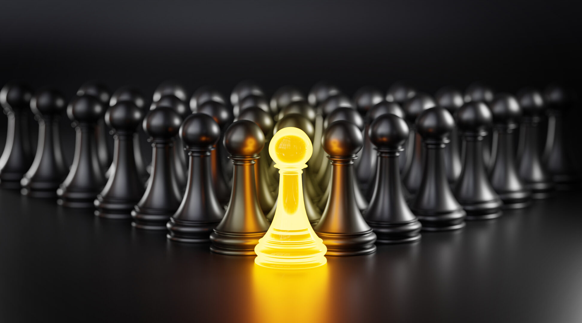 leadership-concept-yellow-glow-pawn-chess-leading-black-pawn-formation-3d-render